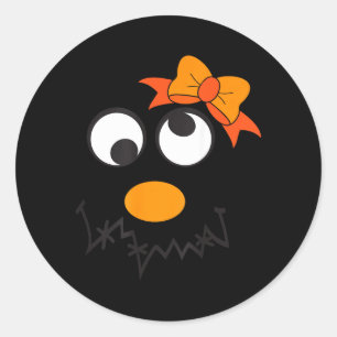 Sticker Rond Visage de corbeau nœud drôle Thanksgiving Hallowee