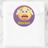 Sticker Rond Visage de dessin animé Emoji Girl Emoticon choqué (Sac)