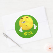 Sticker Rond Visage de dessin animé Emoji Wink (Enveloppe)