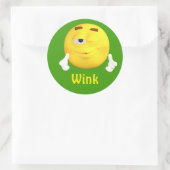 Sticker Rond Visage de dessin animé Emoji Wink (Sac)