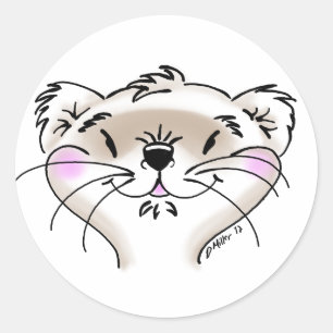 Sticker Rond Visage de Ferret comique