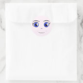 Sticker Rond Visage de fille d'Anime (Sac)