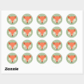 Sticker Rond Visage de Fox mignon personnalisé (Feuille)