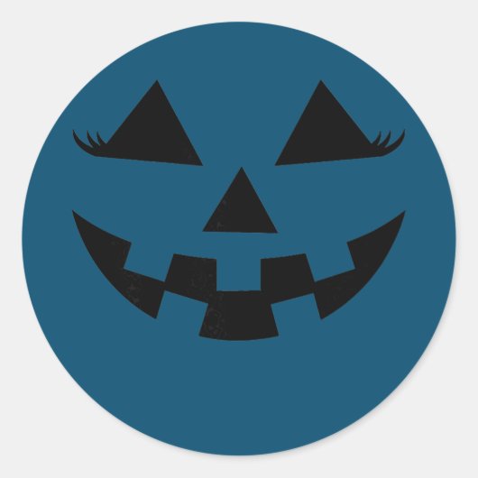 Sticker Rond Visage de Jack-o'-lantern citrouille avec des cils (Devant)