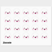 Sticker Rond visage de Kawaii (Feuille)