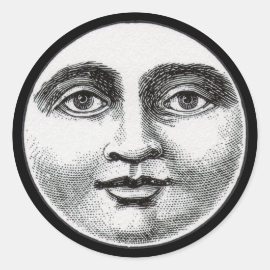 Sticker Rond Visage de la lune (Devant)