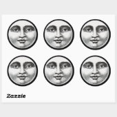 Sticker Rond Visage de la lune (Feuille)