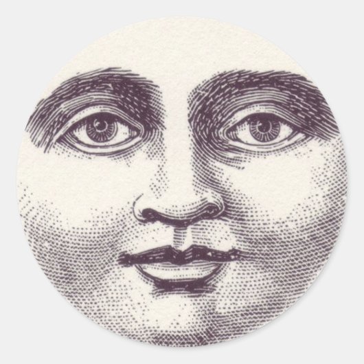 Sticker Rond Visage de la lune (Devant)