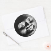 Sticker Rond Visage de la lune antique (Enveloppe)
