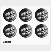 Sticker Rond Visage de la lune antique (Feuille)