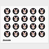 Sticker Rond Visage de lapin drôle Gles Patchwork floral Lapin (Feuille)