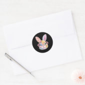 Sticker Rond Visage de lapin drôle Gles Patchwork floral Lapin (Enveloppe)