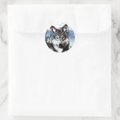 Sticker Rond Visage de loup (Sac)