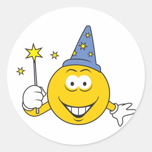 Sticker Rond Visage de magicien (Devant)