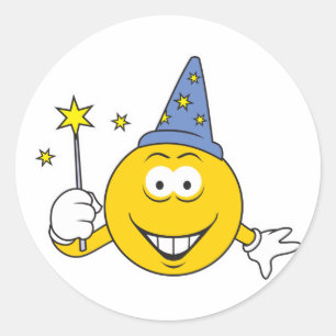 Sticker Rond Visage de magicien