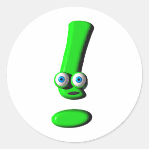 Sticker Rond Visage de marque d'exclamation