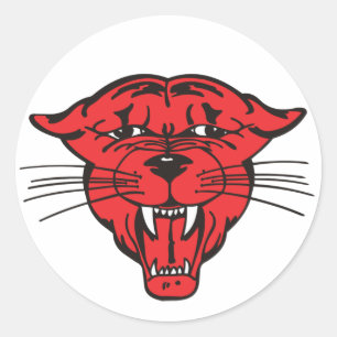 Sticker Rond VISAGE de PANTHÈRE, rouge 01
