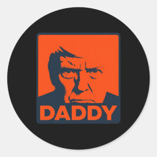 Sticker Rond Visage de parodie Pop Art de Trump avec le texte g