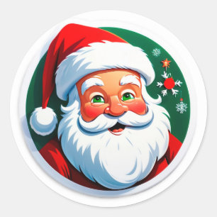 Sticker Rond Visage de Père Noël festif