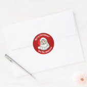 Sticker Rond Visage de Père Noël Rétro Rouge Personnalisé (Enveloppe)