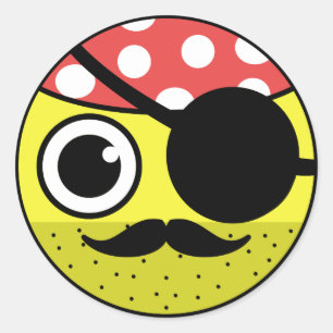 Sticker Rond Visage de pirate