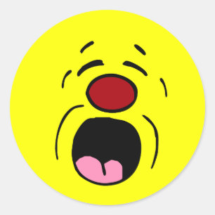 Sticker Rond Visage de pleurnicherie Grumpey