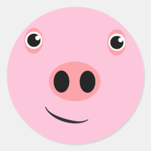 Sticker Rond Visage de porc