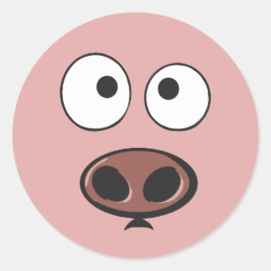 Sticker Rond Visage de porc