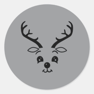 Sticker Rond Visage de Renne Drôle Mignon Noël Halloween