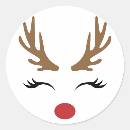 Sticker Rond Visage de rennes (Devant)