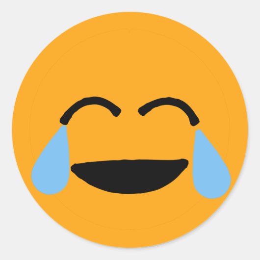 Sticker Rond Visage de rire drôle Orange Emoticon Emojii (Devant)