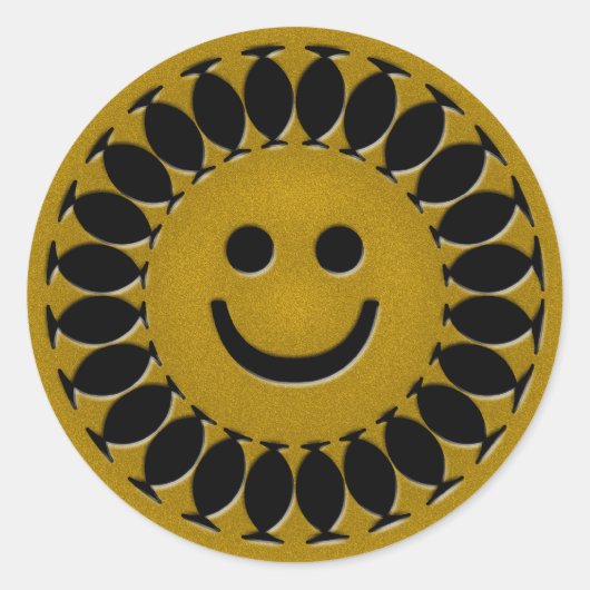 STICKER ROND VISAGE DE SOLEIL OR (Devant)