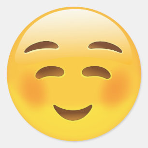 Sticker Rond Visage de sourire blanc Emoji