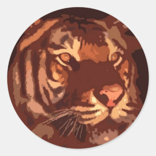 Sticker Rond Visage de tigre de Blacklight