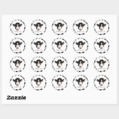 Sticker Rond Visage de vache noir et blanc (Feuille)