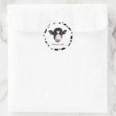 Sticker Rond Visage de vache noir et blanc (Sac)