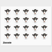 Sticker Rond Visage de vache noire et blanche (Feuille)