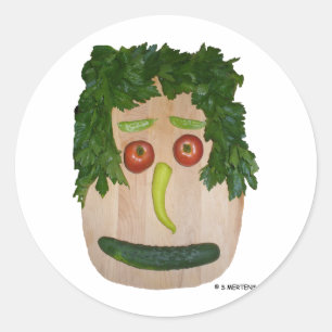 Sticker Rond Visage de Veggie