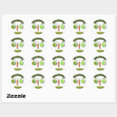 Sticker Rond Visage de Veggie (Feuille)