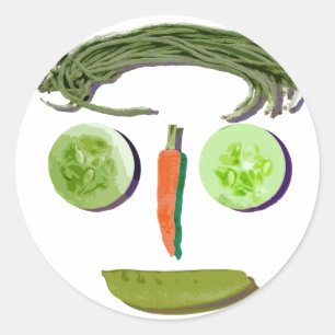 Sticker Rond Visage de Veggie