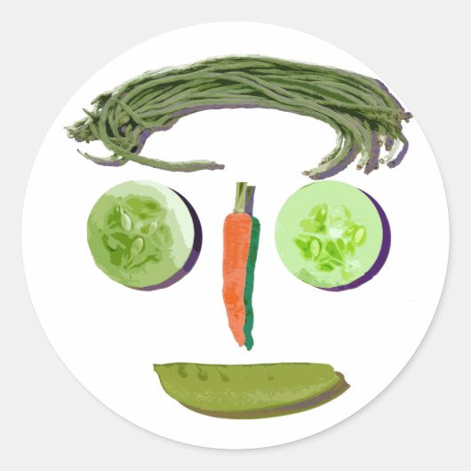 Sticker Rond Visage de Veggie (Devant)