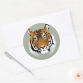 Sticker Rond Visage des tigres Animés (Enveloppe)