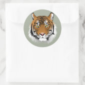Sticker Rond Visage des tigres Animés (Sac)