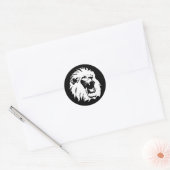 Sticker Rond Visage du lion rugissant (Enveloppe)