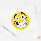 Sticker Rond Visage édenté jaune de grimace (Enveloppe)