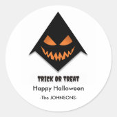 Sticker Rond Visage effrayant d'Halloween – Conception Trick or (Devant)