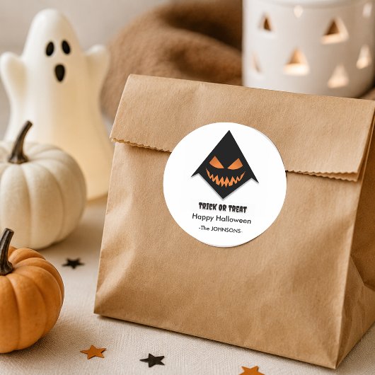 Sticker Rond Visage effrayant d'Halloween – Conception Trick or