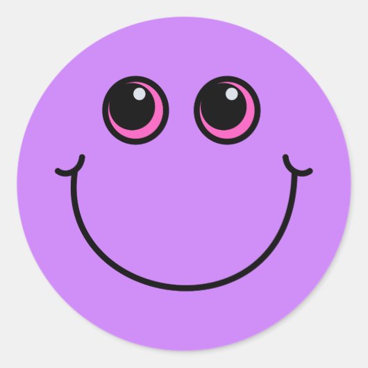 Sticker Rond Visage Emoji pourpre souriant (Devant)