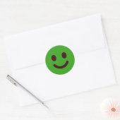 Sticker Rond Visage Émoticône Vert Mignon Classique (Enveloppe)