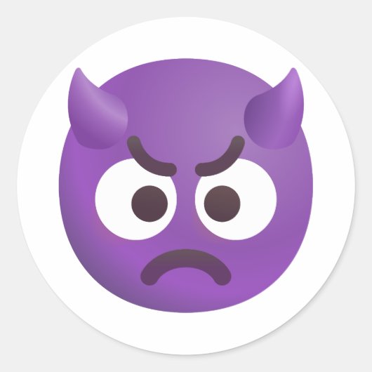 Sticker Rond Visage en colère ombragé avec cornes mignonne Emoj (Devant)